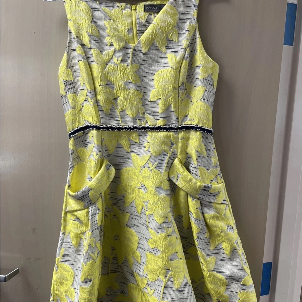 womens donna ricco dress size 12 yellow and navy